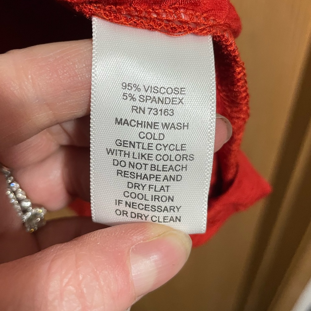 Red Ruffle Blouse with Ruched Sides - Picture 5 of 5